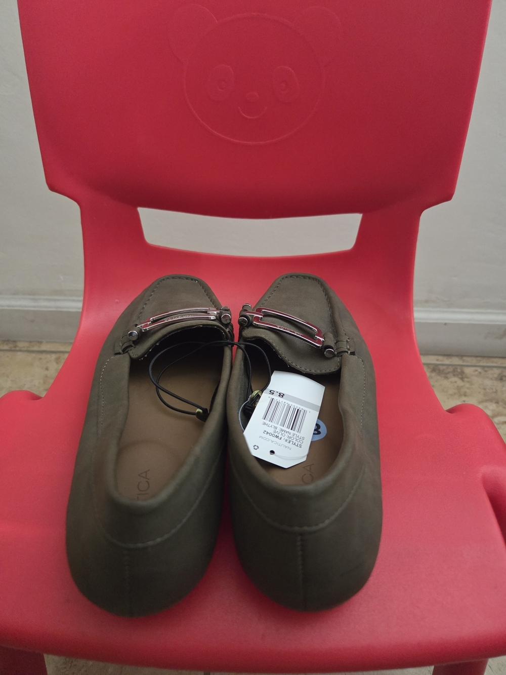 Nautica Olive Green Moccasin Loafers with Silver Buckle - Picture 3 of 6